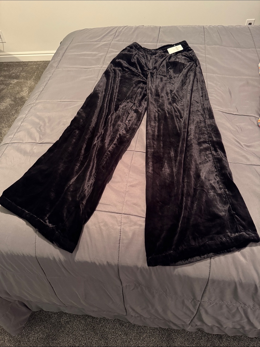 Anthropologie Black Velvet Wide-Leg Pants